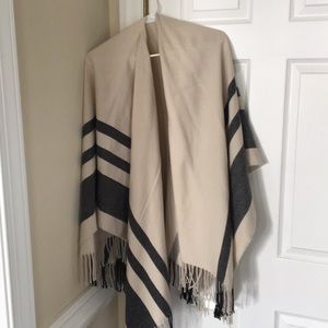 ASOS black, grey, white/ cream striped poncho